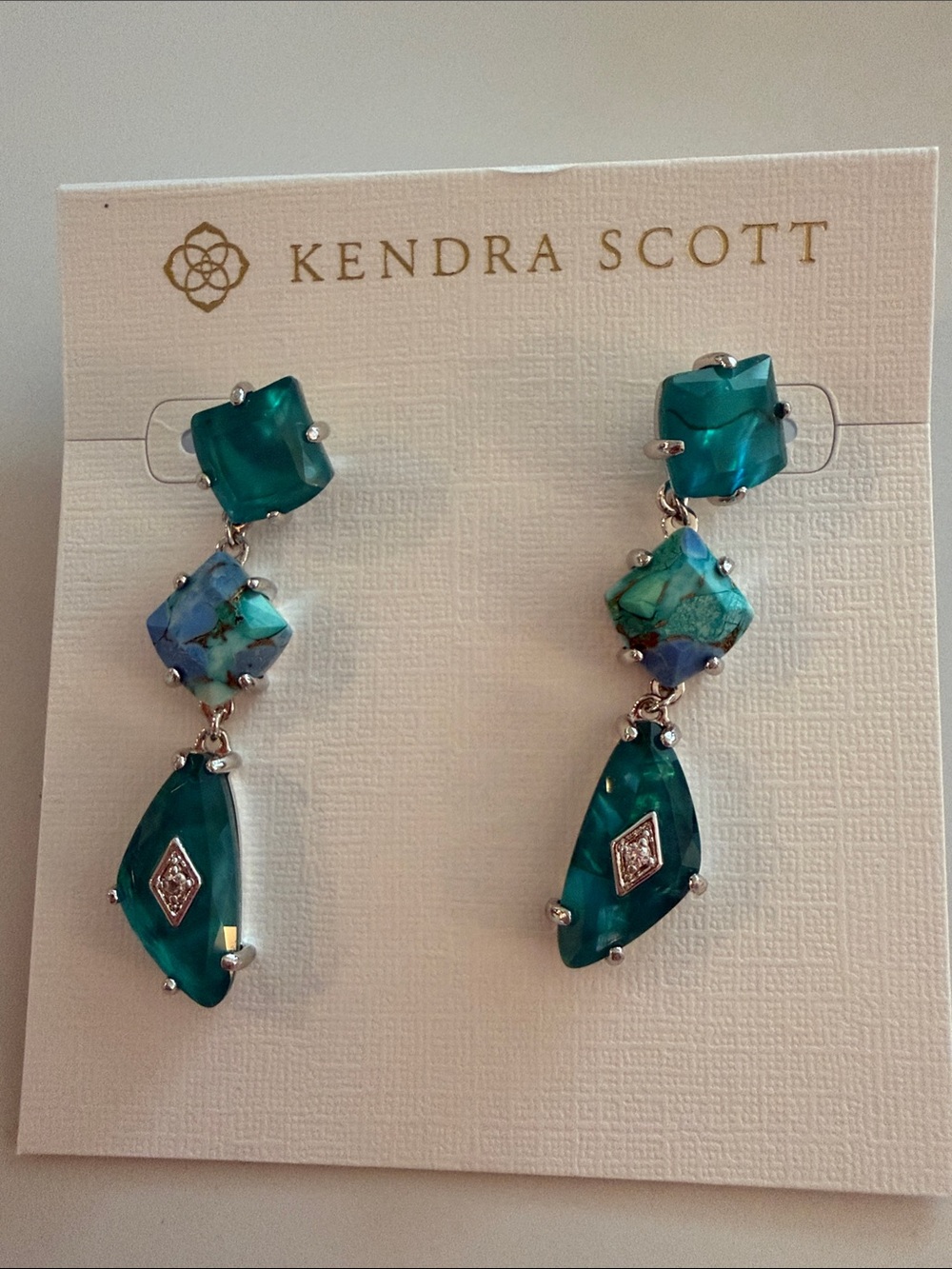 Kendra Scott Teal Multi-Stone Drop Earrings